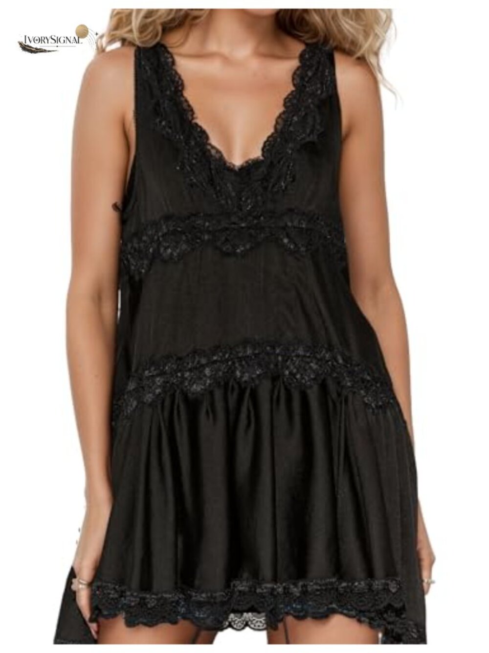 Lace Mini Slip Dress V-Neck Ruffle Hem Tiered Y2K Summer Party
